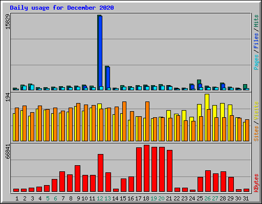 Daily usage for December 2020