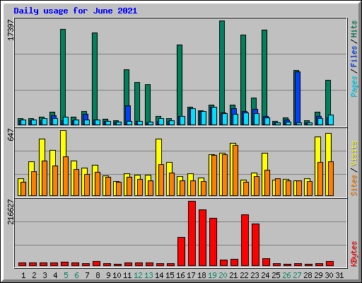 Daily usage for June 2021