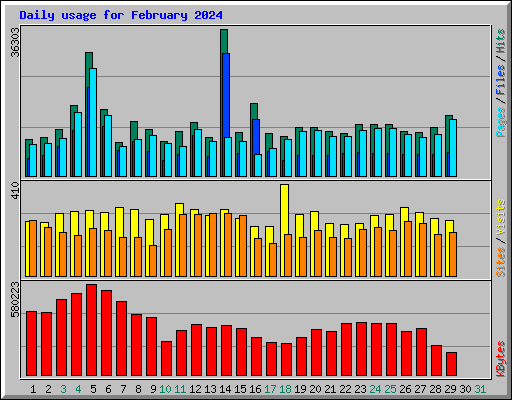 Daily usage for February 2024