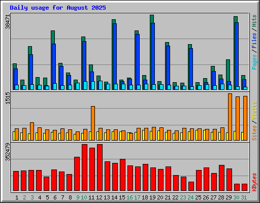 Daily usage for August 2025