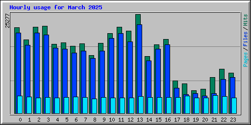 Hourly usage for March 2025